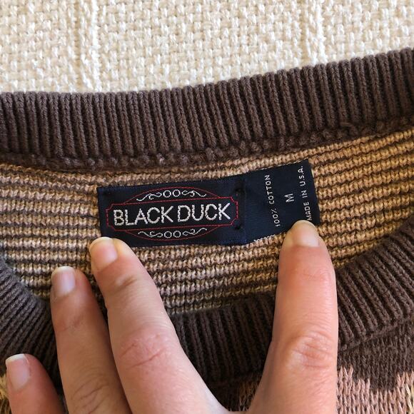 VTG 90s Black Duck Camo Knit Sweater Brown Pink Distressed Military USA Womens M - Picture 8 of 9